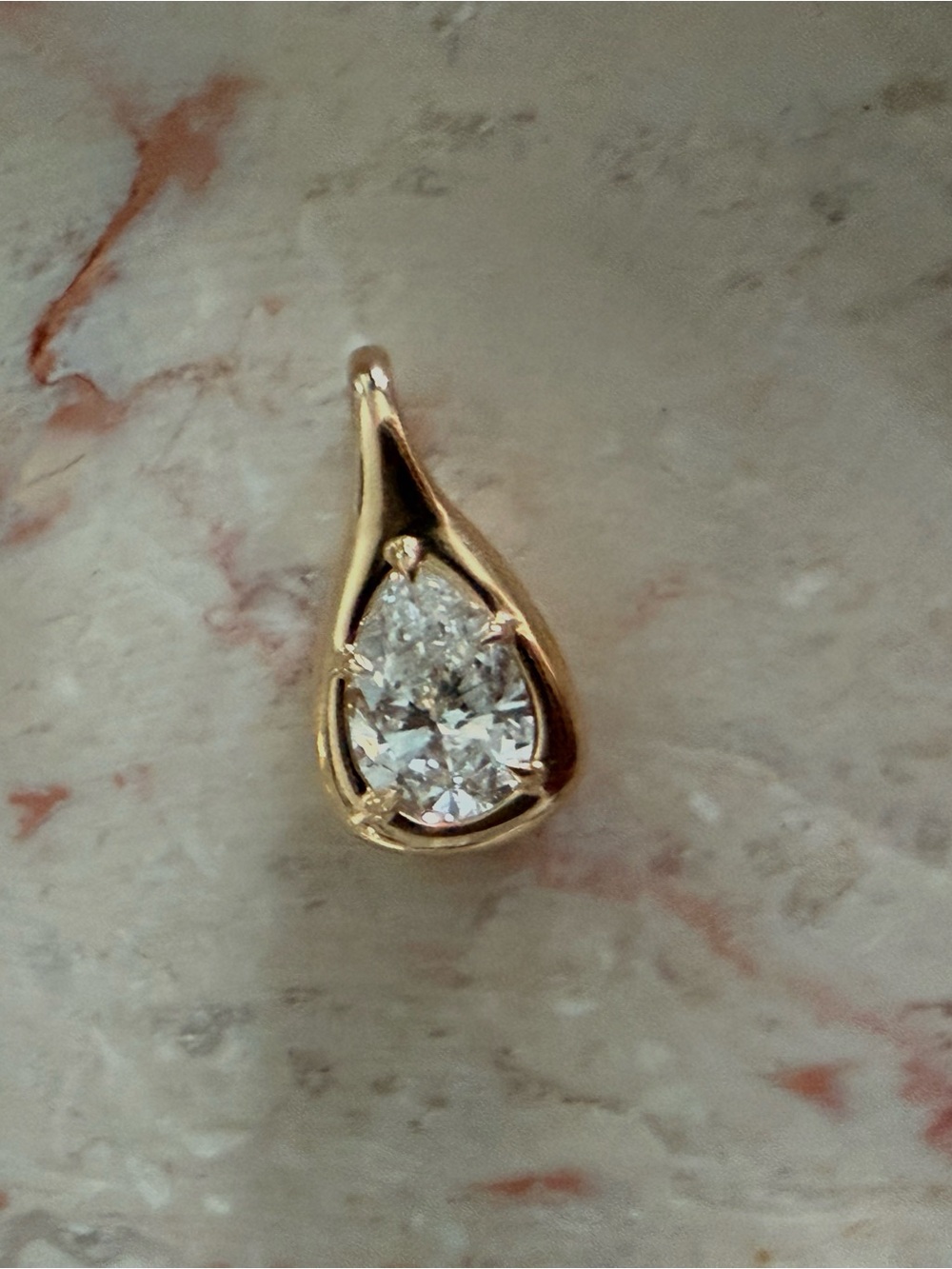 Solid 18k yellow gold pear nebula pendant